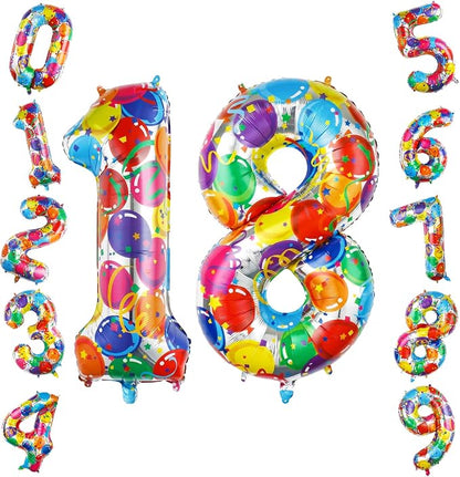 40 Inch Number 18 Balloon Set Large Foil Balloons by TNCDJKPA