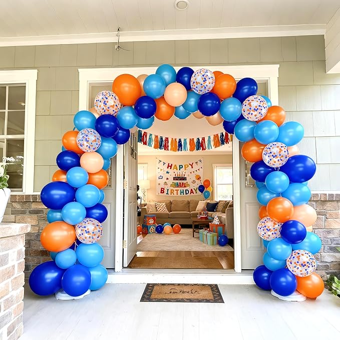 Bezente Blue and Orange Party Latex Balloons Kit 60pcs 12-in - Image 5