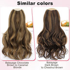 ALXNAN Clip in Hair Extensions,Balayage Dark Brown to Chestnut Long Wavy Hair Extensions Soft Synthetic Thick Hairpieces for Women 20 Inch