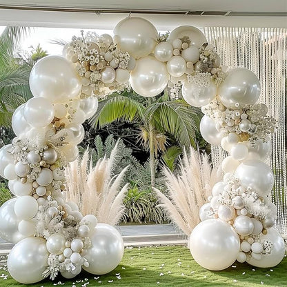 Double Stuffed Pearl White Ivory Balloon Garland Arch Kit | 18/12/10/5inch by Unknown