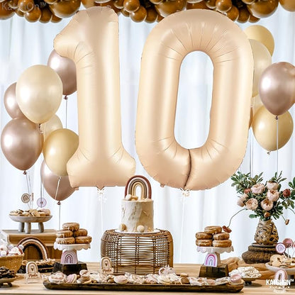 KatchOn Caramel 10 Balloon Number 40 Inch, 10th Birthday Decorations - Image 3