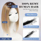 HAIRCUBE Hair Toppers 100% Real HumanHair,Ombre Ash Blonde,5.5"*4" MONO Large Base, 46g Hand-moven Real Human Hair Toppers for Women with ThinningHair
