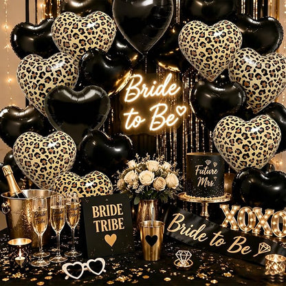 Leopard Print & Black Heart Foil Balloon Set | - Image 4