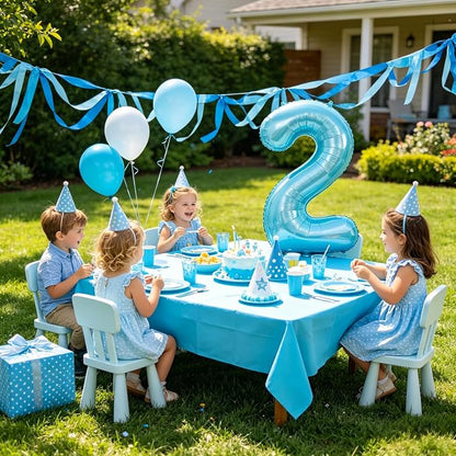 40 Inch Light Blue Number 2 Balloon | 2 Birthday Balloon - Image 6