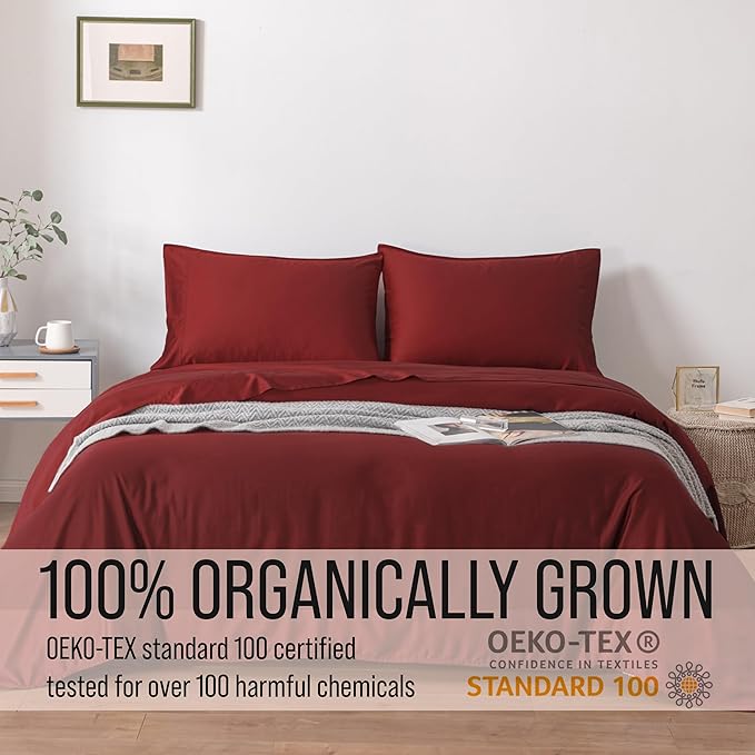 Bella Coterie | Luxury Queen Size Pillowcase Set | 100% Organically Grown Bamboo Viscose | Ultra Soft | Cooling | 2 Pcs [Merlot]