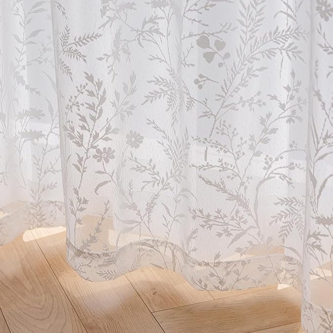 Anmao Vintage Lace Curtains 84 Inches Long 2 Panels Set, Romantic Elegant Light - Image 6