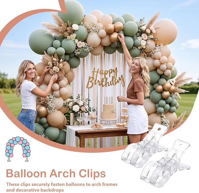 10 Pack Balloon Arch Clips, 3.5-Inch Clear Plastic Spring Clamps - Image 2