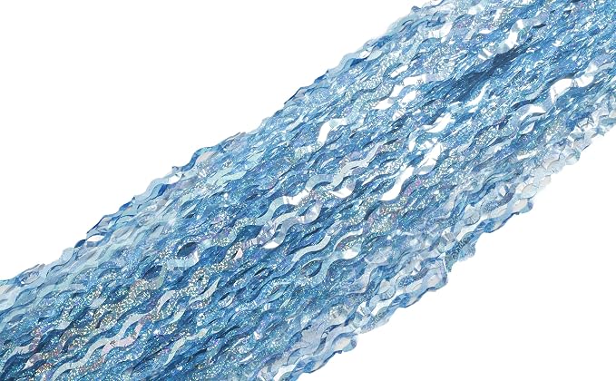4 Pack Wavy Blue Tinsel Backdrop Streamers Party Decorations 3.3x6.6 Feet | - Image 7