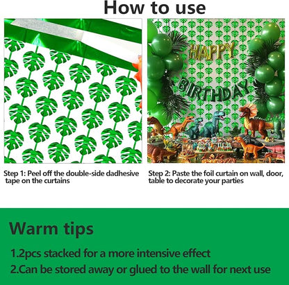 2 Packs Jungle Leaf Foil Fringe Curtain, Baby Shower, Hawaiian Aloha Luau Party - Image 7