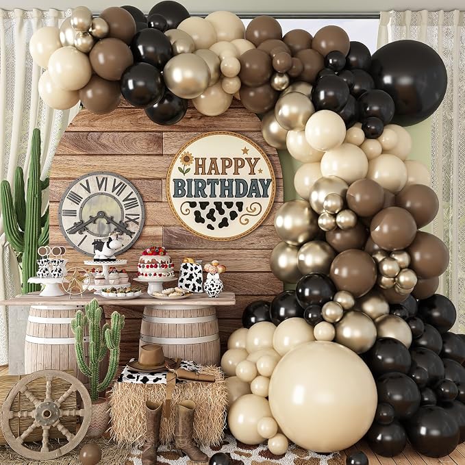Brown Black Gold Balloon Garland Arch Kit by Paeyeq