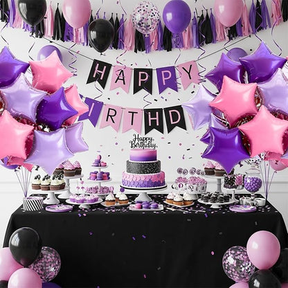 TONIFUL 15 Pcs Star Balloons 18 Inch Large Purple Pink Foil Balloons | Big - Image 6