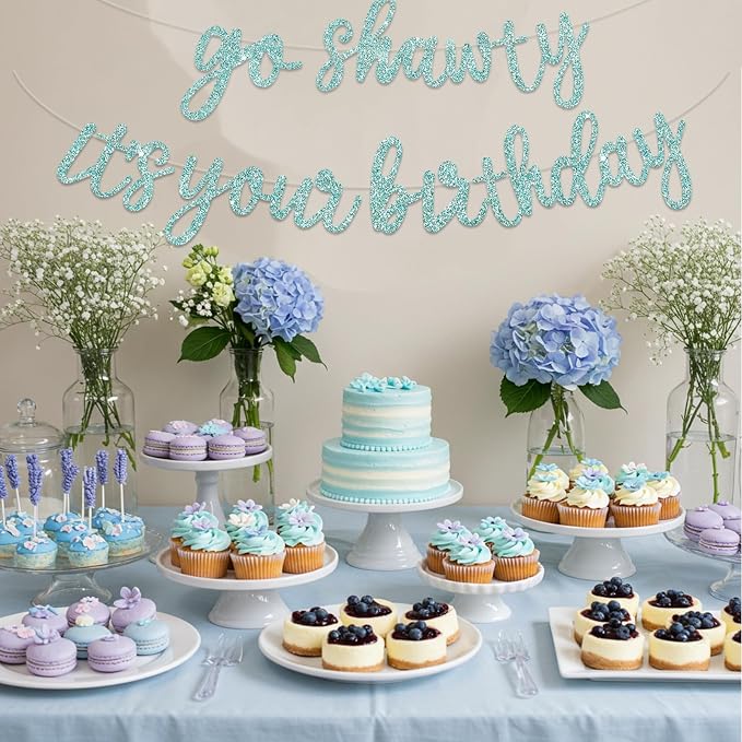 BEISHIDA Light Blue Pre-Strung Go Shawty It's Your Birthday Banner Decor | - Image 6