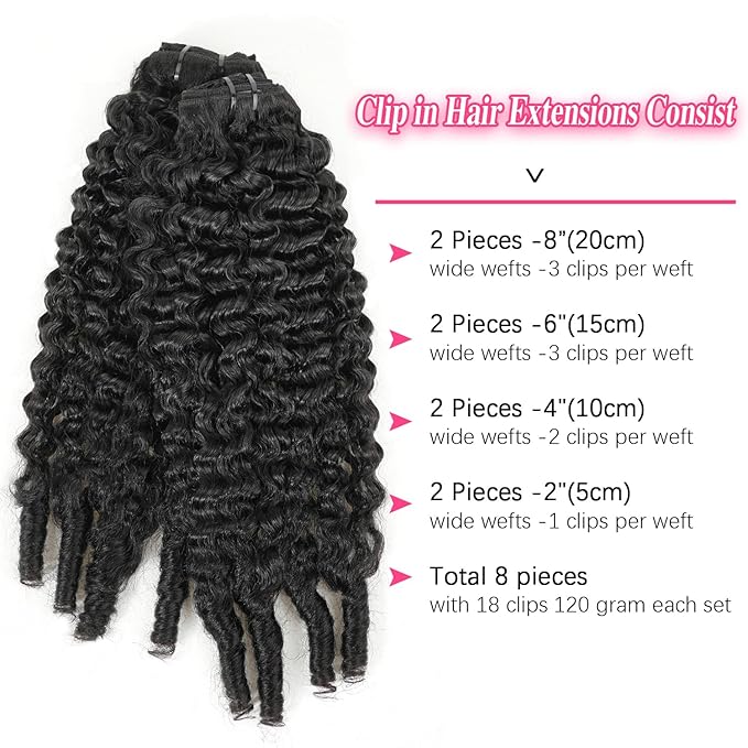 12 inch Burmese Curly Clip ins Natural Black Burmese Curly Clip in Hair Extensions Real Human Hair Brazilian Virgin Clip on Hair Extensions (12inch,#1B)
