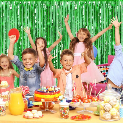 5 Pack Green Foil Curtain Backdrop 3.2ft x 9.8ft Metallic Tinsel Foil Fringe - Image 5