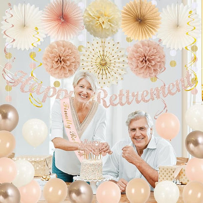 Vlipoeasn Champagne Gold Beige Retirement Decorations - Image 7
