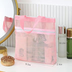Mesh Shower Caddy Portable Quick Dry Tote Bag with Zipper & 2 Pockets, Large Caddy Mesh Shower Organizer for College Dorm, Swimming, Gym, Beach, Travel Essentials (Pink)