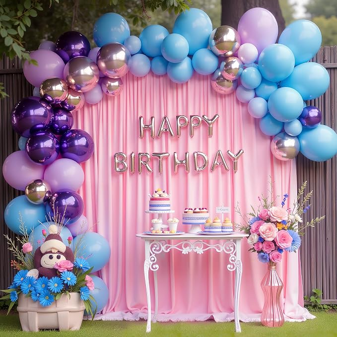 Pink Backdrop Curtain for Wedding Parties Backdrop Drapes 10x10FT | Wrinkle - Image 5