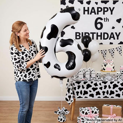 40" Cow Print Foil Number 6 Balloon - Image 4