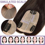 Hair Toppers for Women Real Human Hair, 3x5 Inch Injected Silk Base No Bangs 16 Inch Length 130% Density Hairpieces #1C Natural Black (Subtle Red Undertones in Sunlight)