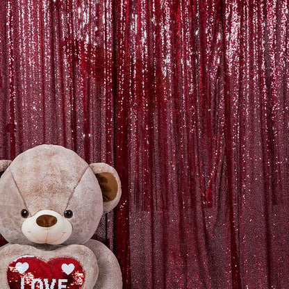 JYFLZQ Burgundy Sequin Backdrop Curtains 6ft x 8ft 1 Panel Glitter Photo Booth by JYFLZQ