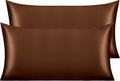 NTBAY 2 Pack Satin King Pillowcases for Hair and Skin, Luxurious and Silky Pillow Cases with Envelope Closure, 20x36 Inches, Brown