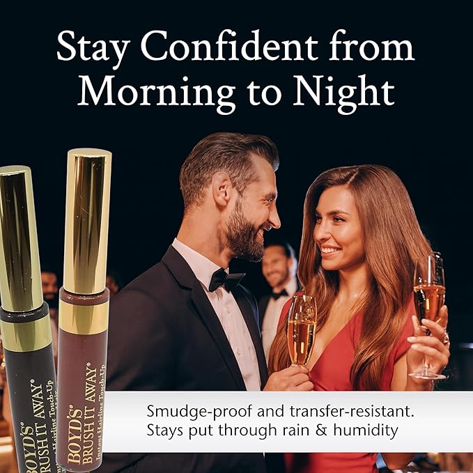 Boyd’s Brush It Away | Grey Hair Root Touch Up for Women & Men | Temporary Hair Color Mascara | Quick-Dry Water-Resistant Concealing Formula | Auburn