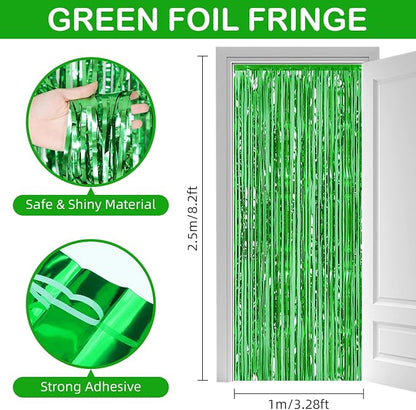 30 Pack Green Foil Fringe Curtain Backdrop, 3.3x8.2 Feet Metallic Tinsel - Image 3