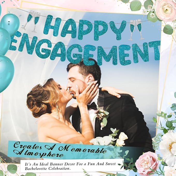 Pre Strung Happy Engagement Banner Glitter Engagement Party Decorations - Image 4