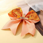 Large Glitter Cheer Bows Clips, Jumbo Big 7 Inch Cheerleading Sequin Hair Bow Hair Accessories for Teens Girls Football Sports Cheerleader Outfit Uniform (Bright Orange)