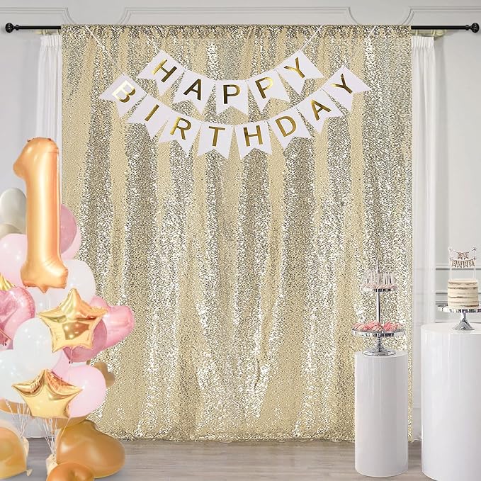 10×10FT Champagne Sequin Backdrop Curtain, Photography Backdrop Glitter - Image 7