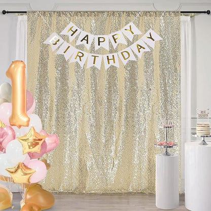 10×10FT Champagne Sequin Backdrop Curtain, Photography Backdrop Glitter - Image 7