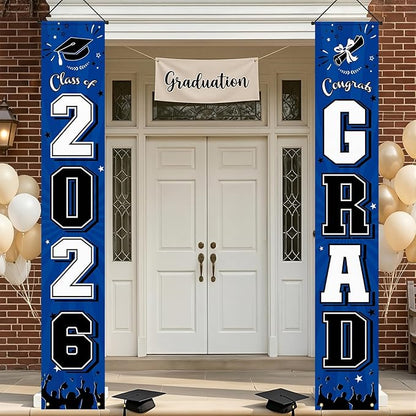OLANRUN 2026 Graduation Decorations, Graduation Banner Blue Class of 2026 by OLANRUN
