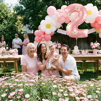 Jenaai 40 Inches Daisy Number Balloon Pink Inflating Foil Balloons Boho - Image 4