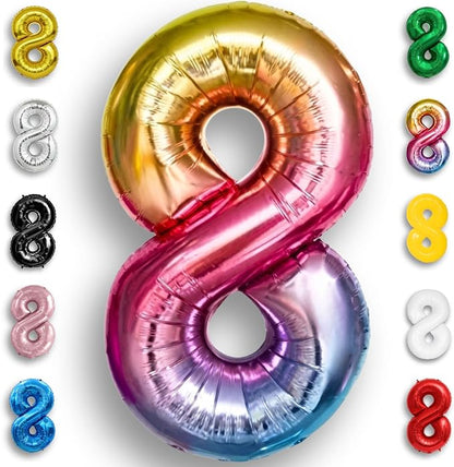 Rainbow Number Balloons 8 Mylar Foil 40 Inch by Unknown