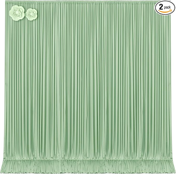 10x12 Sage Green Backdrop Curtains by Tao-GePartyDecorations