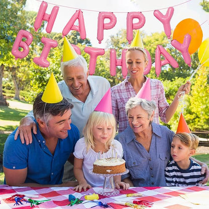 Happy Birthday Balloons Banner Pink Mylar Letter Sign | 16 Inch Reusable Foil - Image 7