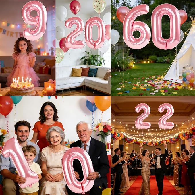 40 Inch Number 60 Balloons for 60th Birthday Party Decorations, 0-100 Jewelry - Image 7