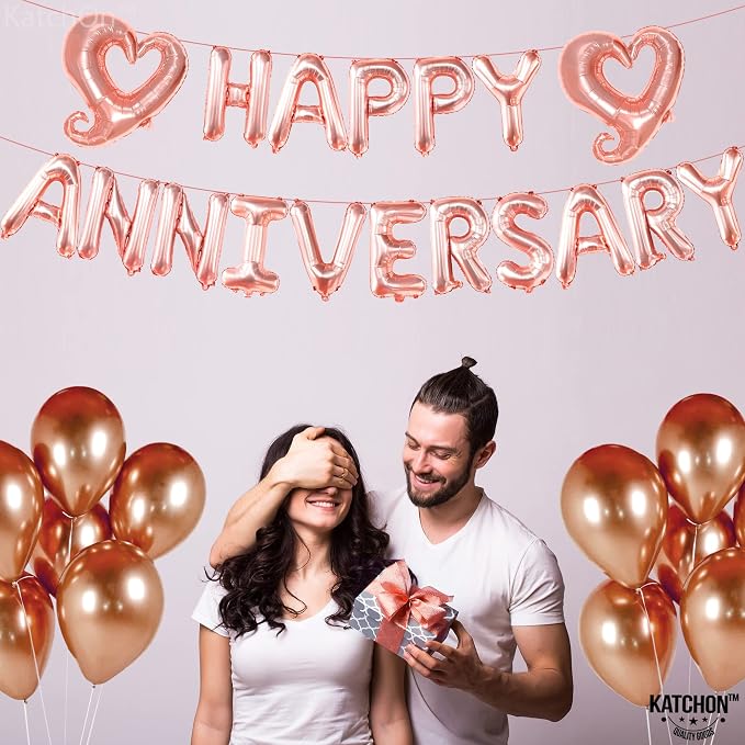 KatchOn Rose Gold Anniversary Balloons - Image 3