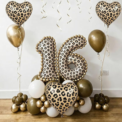 Leopard Print Heart Balloons, Animal Print Heart Shaped Helium Balloon - Image 4