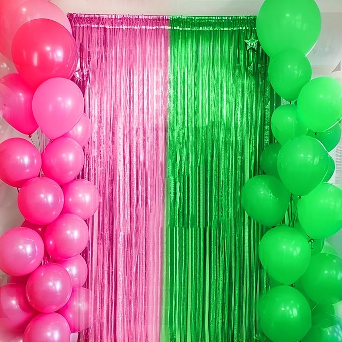 4 Packs Pink and Green Foil Fringe Curtain, Baby Shower, Princess Bachelorette - Image 3