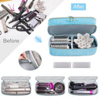 Double-layer Hair Tools Travel Case with Black Hair Dryer Bag with Detachable Divider compatible with Shark FlexStyle/SmoothStyle - Flat Curling Iron Travel Organizer