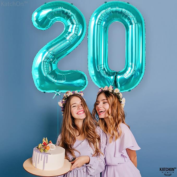 KatchOn Aqua Blue 0 Balloons 40 Inch | Turquoise Balloons, Teal Number 0 Balloon - Image 7