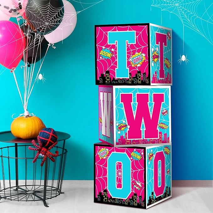 Feifeiya 3 Pcs Spider 2nd Birthday Party Decorations City Hero Theme Balloon by Feifeiya