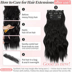 KooKaStyle Clip in Synthetic Hair Extensions Long Wavy 4PCS Thick Hairpieces Brunette Brown Fiber Double Weft Natural Hair Extensions 20 Inch for Women