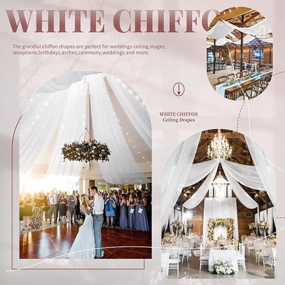 4 Panels White Ceiling Drapes for Wedding Ceiling Drapes 5ftx10ft Wedding Arch - Image 6