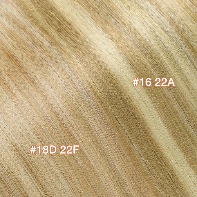 GOO GOO Invisi Edge Tape in Hair Extensions Human Hair, 18A/613A Dark Blonde Highlighted Bleach Blonde, 6pcs 12inch 15g, Virgin Remy Hair, Seamless Injected Tape, Natural Look