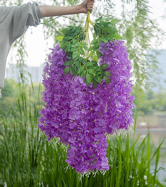 Artificial Flowers Hanging Flowers, Fake Wisteria Flower Garland Silk Vines - Image 3