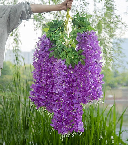 Artificial Flowers Hanging Flowers, Fake Wisteria Flower Garland Silk Vines - Image 3