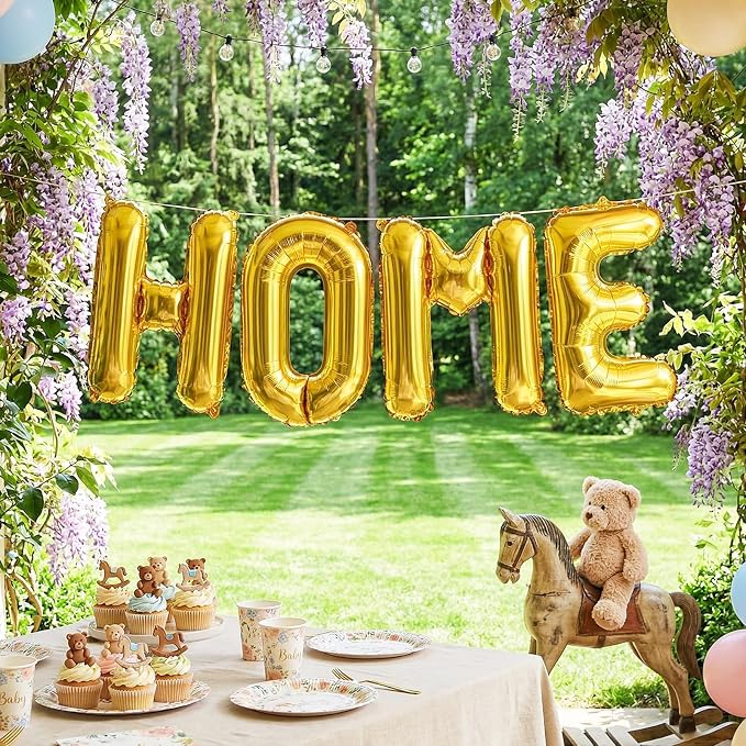 40 Inch Gold HOME Balloons, Large Gold Letter Foil Balloon - Image 8