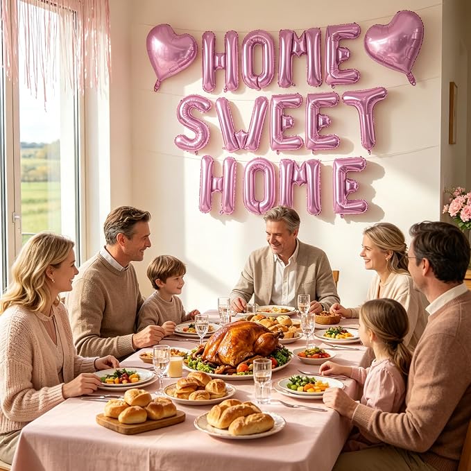 TONIFUL 16 Inch Pink HOME SWEET HOME Letter Balloon Decor - Image 5